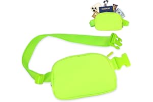 SEKAM Crossbody Fanny Pack for Women Men, Everywhere Belt Bag with Adjustable Strap, Mini Belt Bag Fashionable Waist Bag for Outdoor Hiking Running Travel Casual Black, Highlight Green 1, One Size