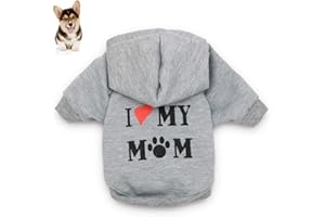 Macabolo Vêtements pour petits animaux de compagnie I Love My Mom Sweat à capuche Imprimé Chiot Sweat-shirt Chaud Vêtements de coton mélangé à capuche pour l'hiver Automne