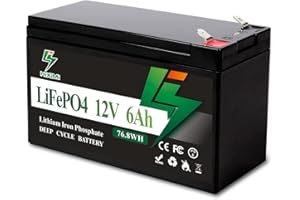 HIXIMI Batteria al litio 12 V 6 Ah LiFePO4 ricaricabile 10 A BMS protezione per pescatori di pesce, auto giocattolo, kit pannello solare da campeggio