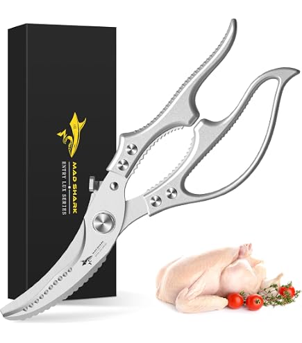 Produktbild von Plys Küchenschere Haushaltsschere Aus Edelstahl Geflügelschere: Silber Allzweckschere Scharfe Kochschere Für Küche Huhn Geflügel Fisch Fleisch Kräuter