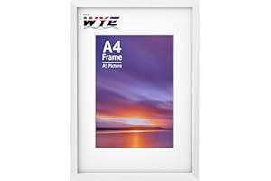 WYEWYE Cornice A4 in legno A4 con supporto A5, cornice A4 con supporto da tavolo o da parete, cornice bianca A4 con finestra in plexiglass, bianco