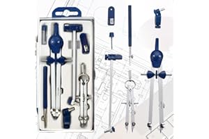 OTTYMO Juego de Compás Dibujo Tecnico(7 Pcs) Compás Escolar Primaria/Secundaria/ Bachillerato/Universidad/Profesional Compás Escolar Rueda Compás Geométrico para Escolar, Dibujo Técnico