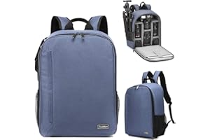 Cwatcun Camera Backpack Bag with Tripod Holder Anti-Theft Waterproof Camera Bag for Canon Nikon Sony DSLR SLR Camera for Women Men Photographer, 2.0 Blue, Small, Backpack,lightweight,mesh