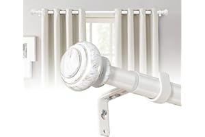 BellaHills Barra Cortina Blanco 76-349cm,Hierro Fundido Antideslizante,Cierre Multisección Regulable,Ideal Salones Grandes, Incluye Refuerzos de Pared, Pack Doble,Diámetro de la tubería 25mm