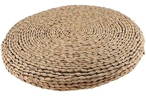 HUAWELL Cuscino da meditazione di Zafu tessuto di paglia fatto a mano di alta qualità, Tappetino Yoga intrecciato rotondo con dell' Ovatta di seta