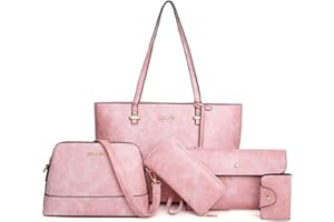 ALWAYSKY Handbag Set for Women 5 Pack Tote Purse Handbags Set PU Leather Satchel Bag