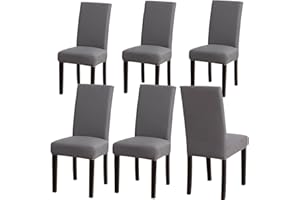 Sufdari Chair Covers 6 Grey,Stretch Dining Chair Covers, Spandex seat Covers for Dining Chairs,Elastic Washable Chair Protectors for Dining Room,Hotel,Restaurant,Banquet (6, Grey)