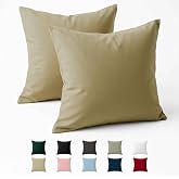 Dreamzie - Pillowcase 60x60 cm - 100% Reinforced Cotton - Beige | Set of 2 &middot; Oeko-Tex certified &middot; Zip &middot; 57 threads per cm&sup2; &middot;