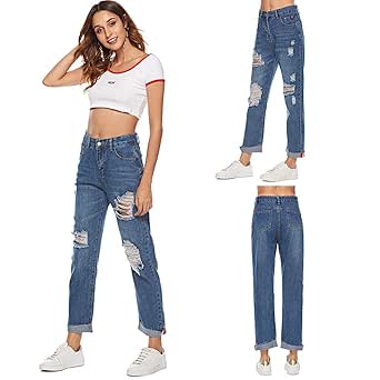 ripped boyfriend jeans womens