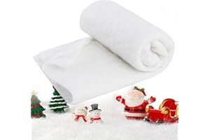 ROTKUSZ Weihnachten Kunstschnee Dekoration, 40x150cm, Weihnachten Gefälschte Schnee Decke, Schneewatte Deko Künstlicher Schnee, Weiße Weihnachtliche Schneematte Rollen, Zuschneidbar Wiederverwendbar