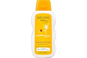 WELEDA Bio Baby Calendula Schlaf Gut Bad – Naturkosmetik Pflegebad mit Mandelöl, Sesamöl & Lavendelöl zur abendlichen Entspannung für Babys - Natürlicher Badezusatz für Babys & Kinder (vegan, 200ml)
