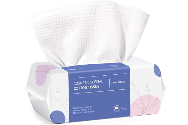 PoeticEHome Serviette jetable pour le visage | Épais et absorbant | Mouchoirs en coton biodégradables | Lingettes sèches propres pour le nettoyage et le démaquillage