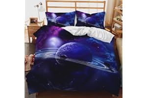 CIUNVXD Kinder Weltraum Themen Bettwäsche-Set,3D Weltall Sternenhimmel Universum Kinderbettwäsche,Planet,Nachthimmel,Universum Bettbezug (B, 200 x 200 cm)