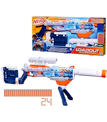 Nerf Centurion Mega Toy Blaster with Folding Bipod, 6-Dart Clip, 6