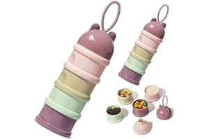 JYJLLM 2 Pcs Milk Powder Dispenser，Formula Powder pots，with 4 Separate Twist,Portable Formula Milk Storage Container Milk Powder Dispenser Container for Travel and Outdoor Activities