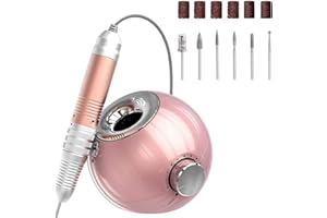 Delanie Ponceuse pour Ongles Professionnel 35000RPM Rechargeable, Ponceuse Ongles Sans Fil avec 6 Embouts, Puissante et Silencieuse pour Manucure Pédicure au Salon/Maison (Ros)