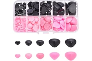 GOMAKERER 150 Pcs 2 Colors Triangle Crafting Noses, Plastic D Shape Dog Safety Noses Teddy Bear Noses Noses Cabochons Doll Making Supplies Puppy Nose for Stuffed Animals Doll Making
