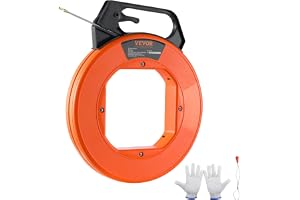 Vevor Aiguille Électricien 30,5 m däckfilter Électrique en Fibre de Verre Extracteur Tirage Fil Câble Flexible 4,5 mm avec Boîtier Poignée Robuste Gants pour Murs Conduits Électriques non-conducteur