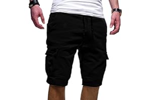 YOLIMOK 2023 Pantalones Cortos Hombre Verano Moda Pantalón con Bolsillos Laterales Original Color sólido Vintage Bermuda Shorts Pantalones Deporte con Cordón Elástico Running Correr Playa Talla Grande