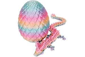 SGACMTIF 3D Emulated Dragon in Egg,Articulated Dragon,3D Crystal Dragon Egg,3D Printed Dragon Egg Fidget Toy,Crystal Dragon with Dragon Egg Removable Mystery Dragon Egg Toy (Colorful)