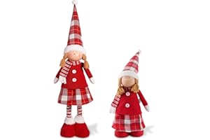 Himissy Elfos Navideños Grande, Elfos Traviesos Navidad Retráctil, Elfo Navideño Hombre y Mujer, Decoración Navideñas, para Hogar, Tiendas, Restaurantes, Escuelas y Oficinas (E2)