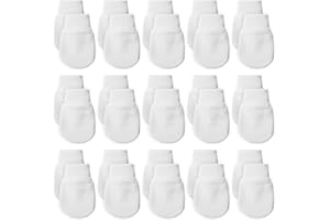 Liwein 15 Paia Guantini Neonato Antigraffio Cotone Guanti da Neonato per 0-12 Mesi Baby Bambini Bambina (Bianco)