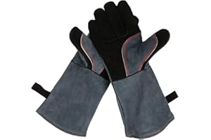 OZERO Rękawice do grilla, odporne na temperaturę 501°C, skórzane rękawice do grilla