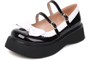 Lroey Reoly Zapatos Merceditas con Tacón de Cuña para Mujer, Bombas de Tacón Medio Punta Rojoonda Hebilla Zapatos de Fiesta con Plataforma Moda, Talla 34-45