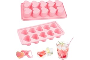 EXIN DECHEN 2 silikonowe formy do kostek lodu w kształcie serca, 10-Cavity, bez BPA, do koktajli, whisky, napojów, napojów gazowanych, czekolady, 2 sztuki