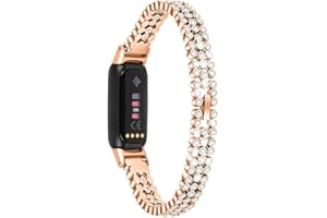 Correas de repuesto compatibles con Fitbit Luxe correa, Chofit Pulsera de metal de acero inoxidable con diamantes de imitación Bling Band para Luxe Activity Tracker
