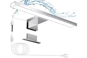 ‎HOMMIE Hommie LED Spiegelleuchte Bad mit Schalter 30CM 5W 4000K Neutralweiß Aluminiumlegierung Spiegellampe Badezimmer Lampe 230V Schrankleuchte Schminklicht Spiegel Beleuchtung IP44 Wasserdicht