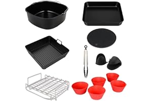 APLUSKIS Zubehör für Heißluftfräse, Set von 12 Square Airfryer XXL Zubehör Kompatibel mit Cosori Princess Innsky, Ninja Tefal Uten Balter, Philips 5.2L-7.3L Air Fryer Zubehör, BPA-freies Airfryer Zubehör
