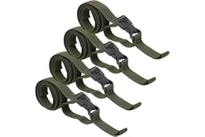 FOTABPYTI 4 Pièces 200g Ceinture d'emballage de Bagages,Sangle pour accrocher Sac de Couchage Sangle Fixe de Valise Verte Militaire, pour Coussin de Pique-Nique Sac étanche auvent Tige Sac