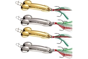 Blueshyhall Lot de 4 Leurres de Pêche en Métal Or et Argent, Leurres de Pêche Kit, Cuillère Peche en Mer et Eau Douce, Leurres de Traîne, Cuillère Spinner, Hameçons pour Pêche, Appât Artificiel