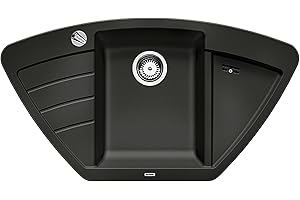 BLANCO ZIA 9 E | Granitspüle aus SILGRANIT anthrazit | Einbauart: Einbau von Oben | Hauptbecken mittig | für 60 cm breite Unterschränke | Eckspüle | Ergonomische Anordnung | [93x51x19,2 cm]