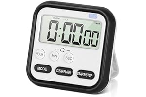 HOINYA Kitchen Timer, Digital Visual Timer 24-Hours Magnetic Clock Stopwatch Count-Up & Count Down Timers with Large LCD Screen Display Big Digits, Loud Alarm for Cooking, Shower, Bathroom, Kids, Teacher