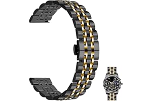 Juntan 7 Beads Quick Release Watch Band, 20mm 22mm Stainless Steel Watch Strap for Men Women, Adjustable Business Metal Watch Bracelet with Butterfly Clasp Multiple Colors