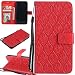 Produktbild Ooboom® Samsung Galaxy Xcover 4 Hülle Blätter Muster Magnetisch Flip Folio PU Leder Schutzhülle Handy Tasche Case Cover Standfunktion mit Kartenschlitz für Samsung Galaxy Xcover 4 - Rot