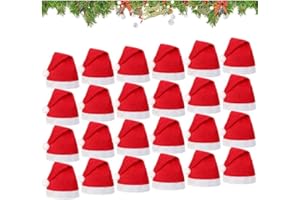 DONGQI 24 Piezas Gorro de Papá Noel, Gorro de Navidad para Adultos,Gorro de Navidad, Gorro Navideño Extra Clásico, Gorro de Papá Noel para Navidad Año Nuevo Festivo Fiesta