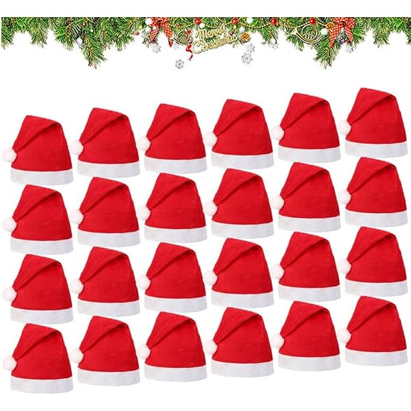 Lot De 3 Chapeaux Père Noël Rouge Velours - Taille Unique Adulte/ado, Unisexe, Pour Fêtes, Cosplay, Noël - 12
