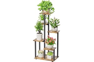 JC-HOUSER KMOTASUO Metal Plant Stand Indoor Outdoor, Foldable Corner Tall Plant Stands for Plants Multiple, Tiered Plant Shelf Flower Pot Holder Display Rack for Patio Garden Balcony Living Room (6 Tier Square)
