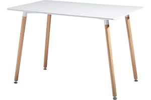 FURNITABLE Tavolo da Pranzo Rettangolare, Tavolo da Cucina in Stile Scandinavo con 4 Gambe in Legno di faggio, 110 x 70 x 74 cm, Bianco