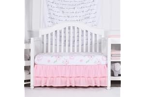 Feyart Gonna per culla con volant, a due strati, per bambini, copriletto antipolvere, con volant, decorazione per la casa, copriletto, 71 x 132 + 38 cm, rosa