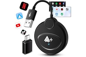 UNIYTRIOX Adattatore Android Auto Wireless con YouTube, Netflix, Tiktok per Android Auto Cablato in Fabbrica a Wireless, Compatibile con il 98% Delle Auto (Nero)
