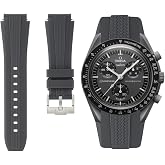 Omega x Swatch MoonSwatch i&ccedil;in &Ouml;rg&uuml; Kavisli U&ccedil;lu Kau&ccedil;uk Saat Kayışları - Eğri Boşluk Yok Hızlı &Ccedil;ıkarma Yedek Silikon Bantlar 