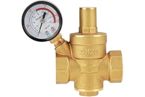 CEMYDEYO Druckminderer Wasser,3/4 zoll DN20 Messing Wasserdruckminderer mit Manometer,Einstellbare Wassersteuerung Druckregelventil Gewinde für Wasser überdruckventil Wasser Druckminderer