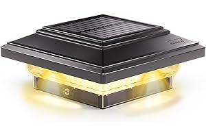 Siedinlar Solar Post Lights Outdoor Waterproof IP44, 2 Color Modes LED Solar Post Cap Lights, for 4x4 3.5x3.5inch Wooden Fence Garden Decking Patio Yard Decoration, (Black, 1 Pack)