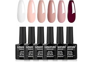 ‎GZMAYUEN GZMAYUEN Gel Nagellack UV Lack Set Shellac Weiß Nackt Violett Gelnägel Farben Gel Polish Set 10ML Schellack Nagellack Nude Gellack Set 6Pcs