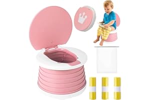 NAUXIU Vasino Pieghevole per Bambini,vasetto Portatile Bambini,Potty Training toilet,Gabinetto per Bambini,Vasino Portatile per Bambini da Viaggio,45 Omaggio Sacchetti Vasino Portatile
