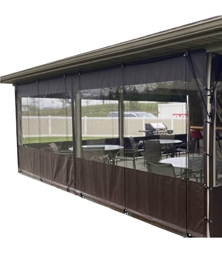 Rideaux Bâche Transparente PVC 0.3mm – Panneaux Latéraux Imperméables Anti-Pluie Vent Poussière Pour Pergola Gazebo 4x2m